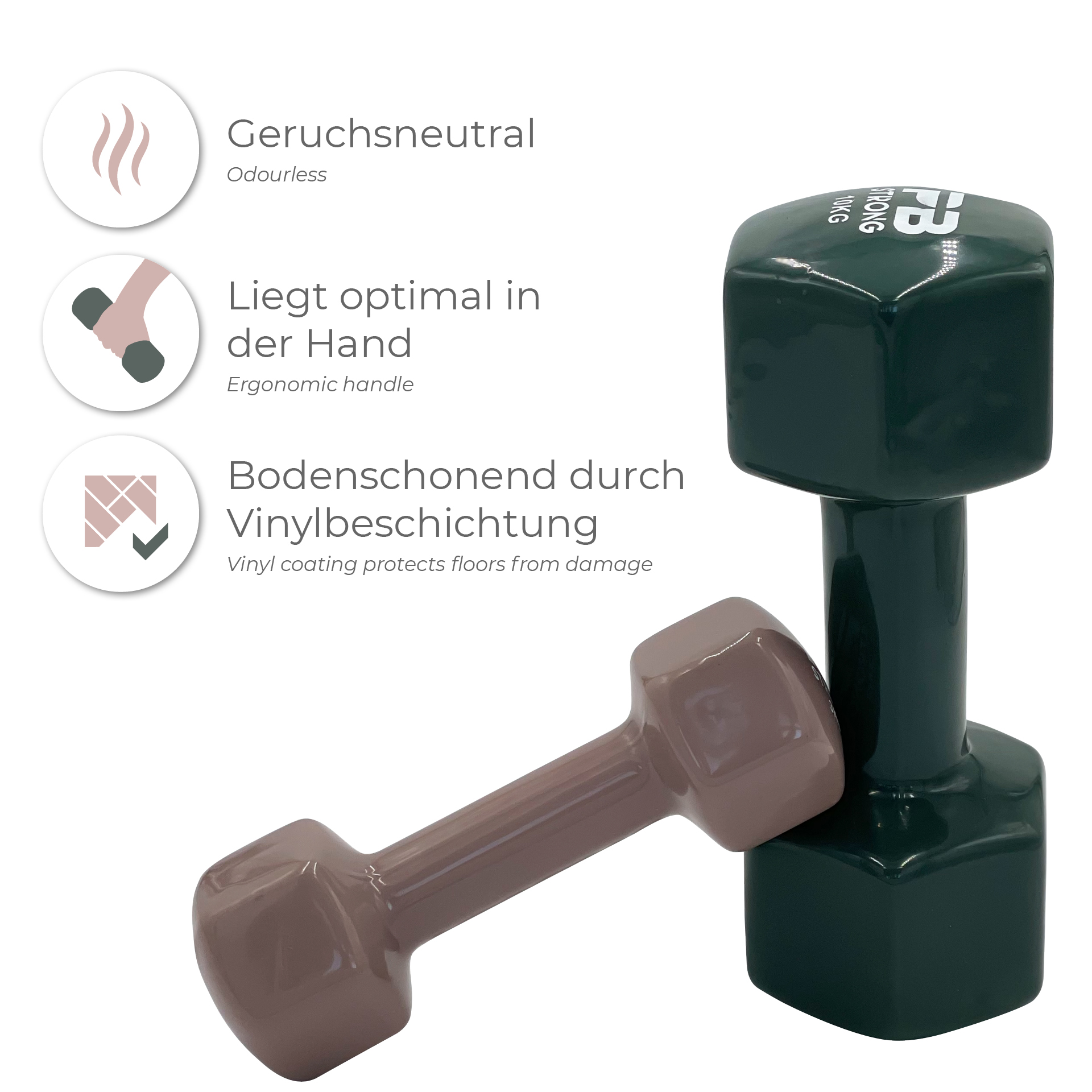 Order vinyl dumbbells from PB Strong PERFORM BETTER